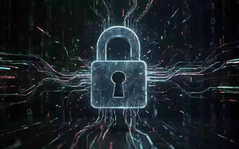 A stylized digital lock icon with data streams, representing cybersecurity threats and data breaches. Dark, tech-heavy background. - Foto: über boerse-global.de