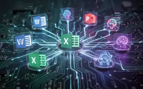 A stylized circuit board with glowing lines connecting digital icons of productivity software and AI agents, depicting software integration and disruption. - Foto: über boerse-global.de