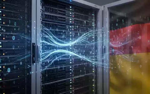 Eine Nahaufnahme eines Server-Racks mit einem blauen Leuchten, das den sicheren Datenfluss in Deutschland symbolisiert. - Foto: über boerse-global.de