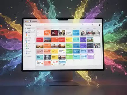 A digital calendar display on a sleek screen, showing numerous events in a wide range of custom colors, representing new customization options. - Foto: über boerse-global.de