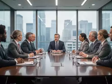 Eine Gruppe von Führungskräften in einem modernen Konferenzraum, die eine geschäftliche Diskussion führen. - Foto: über boerse-global.de