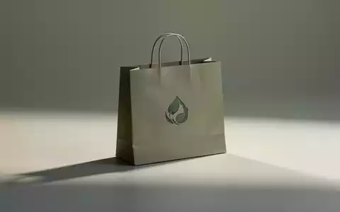 Eine einzelne, elegant gefaltete Einkaufstasche steht auf einer sauberen, minimalistischen Oberfläche mit weichem Licht. - Foto: über boerse-global.de