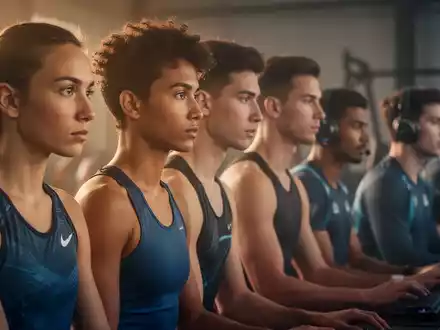 Eine Gruppe von Athleten aus verschiedenen Sportarten in nachdenklichen Posen, die mentale Stärke und Konzentration symbolisieren. - Foto: über boerse-global.de