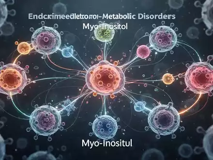 Eine Nahaufnahme von stilisierten Zellen und metabolischen Pfaden, die die komplexen endokrin-metabolischen Störungen bei PMOS und die Wirkung von Myo-Inositol darstellen. - Foto: über boerse-global.de