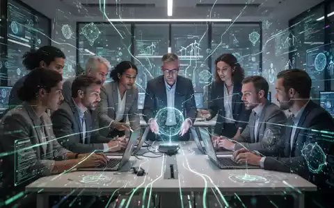 A diverse group of innovators collaborating in a modern, high-tech workspace, surrounded by digital data streams and climate-tech visualizations. - Foto: über boerse-global.de