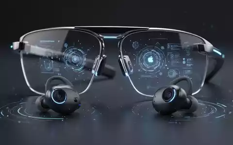 Futuristic smart glasses and camera-equipped earbuds, symbolizing Apple's AI-enabled wearable strategy and smart glasses. - Foto: über boerse-global.de