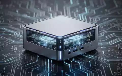 A sleek, futuristic mini PC with glowing blue internal lights, symbolizing advanced computing and artificial intelligence. - Foto: über boerse-global.de