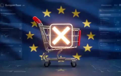 Digital shopping cart with a glowing 'X' button, symbolizing new EU consumer protection laws for easy online contract cancellation. - Foto: über boerse-global.de