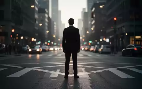 Eine Person steht nachdenklich an einer Weggabelung in einer Stadt, umgeben von verschwommenen Lichtern, die Resilienz symbolisieren. - Foto: über boerse-global.de