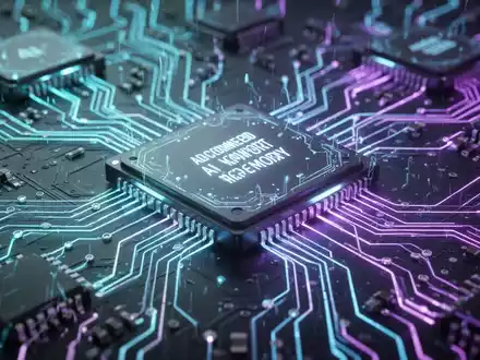 Close-up of glowing microchips and circuit board, representing advanced AI memory technology. - Foto: über boerse-global.de