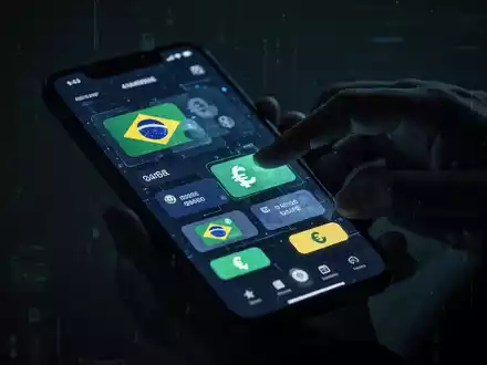 Eine dunkle Hand manipuliert digitale Zahlungsschnittstellen auf einem Smartphone-Bildschirm mit brasilianischen Währungssymbolen. - Foto: über boerse-global.de