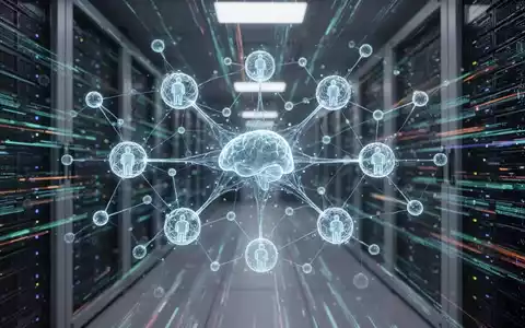 A glowing, intricate neural network diagram with interconnected nodes, symbolizing AI agents and new infrastructure, against a backdrop of data streams. - Foto: über boerse-global.de