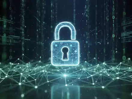 Ein digitales Vorhängeschloss über einem leuchtenden Datennetzwerk, das KI-Phishing-Abwehr symbolisiert. - Foto: über boerse-global.de