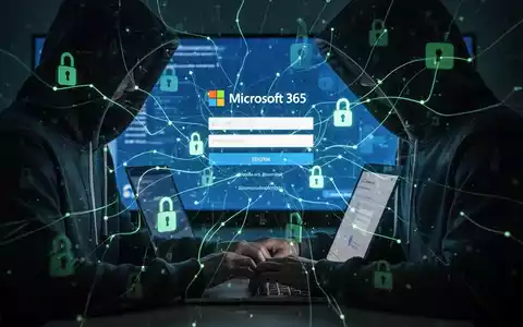 A person in a hoodie typing on a laptop, with a visual overlay of network lines and padlock icons on a Microsoft login screen. - Foto: über boerse-global.de