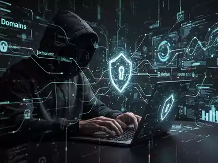 A shadowy figure in a hoodie types on a laptop, surrounded by glowing digital lines, symbolizing cyber threats and data theft. - Foto: über boerse-global.de
