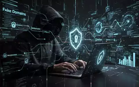 A shadowy figure in a hoodie types on a laptop, surrounded by glowing digital lines, symbolizing cyber threats and data theft. - Foto: über boerse-global.de