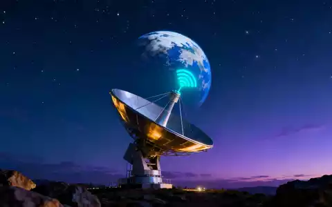 Eine futuristische Satellitenschüssel unter einem sternenklaren Himmel, die die Verbindung und Innovation von AST SpaceMobile symbolisiert. - Foto: über boerse-global.de