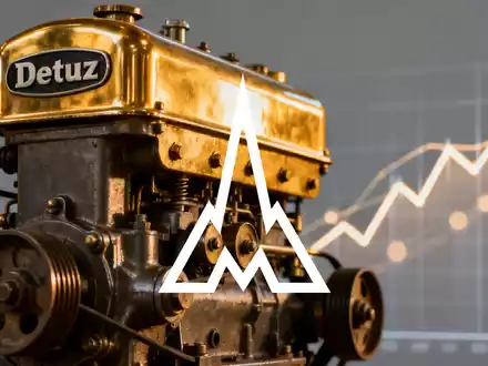 Ein polierter Vintage Deutz Motor, der Stärke symbolisiert, mit einem unscharfen, aufsteigenden Kursdiagramm im Hintergrund. - Foto: über boerse-global.de