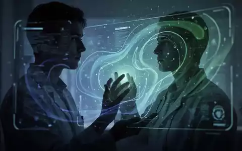 Eine Person interagiert mit einer leuchtenden, abstrakten digitalen Schnittstelle, die KI und psychische Gesundheit symbolisiert. - Foto: über boerse-global.de