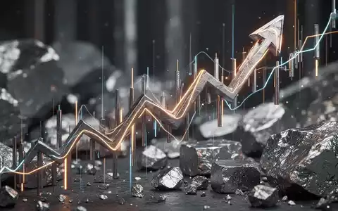 Abstrakte Darstellung eines schnell steigenden Aktiencharts mit metallischen Texturen und leuchtenden Linien vor industriellem Hintergrund. - Foto: über boerse-global.de
