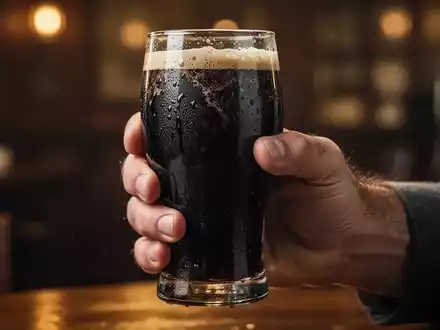 Ein Glas Craft Beer in einer männlichen Hand, im Hintergrund verschwommen eine gemütliche Kneipen- oder Heimumgebung. - Foto: über boerse-global.de