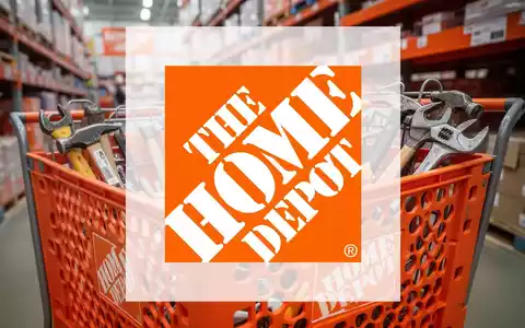 Ein orangefarbener Einkaufswagen von Home Depot, gefüllt mit verschiedenen Heimwerker- und Bauwerkzeugen in einem Geschäft. - Foto: über boerse-global.de