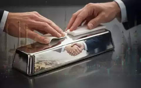 Eine Hand poliert einen glänzenden Silberbarren, der eine verschwommene Reflexion einer Landschaft oder einer Vereinbarung zeigt. - Foto: über boerse-global.de