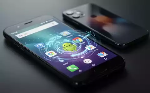A smartphone showing the Android operating system and data migration, with an iPhone blurred in the background. - Foto: über boerse-global.de