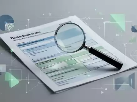 Eine Nahaufnahme eines stilisierten deutschen Steuerformulars mit einer Lupe, die über vereinfachte Abschnitte schwebt, symbolisiert Steuervereinfachung. - Foto: über boerse-global.de