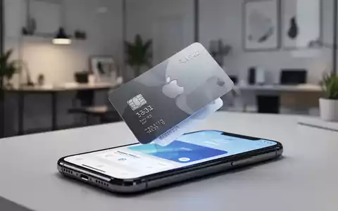 A credit card partially emerging from a smartphone screen displaying a payment app, symbolizing individual payment methods within Apple Family Sharing. - Foto: über boerse-global.de