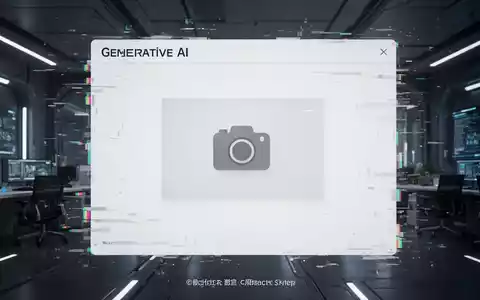 A digital glitch effect over a generative AI interface, with a camera icon instead of an image, in a futuristic office. - Foto: über boerse-global.de