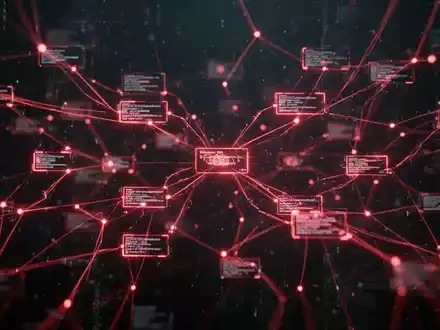 Abstrakte Darstellung einer Cyberbedrohung mit leuchtend roten Linien, die ein Netzwerk über einem dunklen Hintergrund bilden. - Foto: über boerse-global.de
