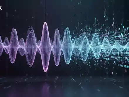 Eine stilisierte Schallwelle, die sich in einen digitalen Datenstrom verwandelt, symbolisiert die Integration von Sprach-API und Akquisition. - Foto: über boerse-global.de