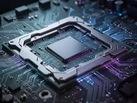 Close-up of a high-performance computer processor with intricate circuitry, glowing with blue and purple light. - Foto: über boerse-global.de