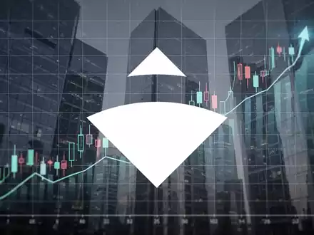 Abstrakte Darstellung eines steigenden Aktienkurses mit Geschäftshäusern im Hintergrund, symbolisiert eine Übernahme. - Foto: über boerse-global.de