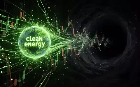 Abstrakte Darstellung eines Energieabflusses, bei dem grüne Energie in eine dunkle Leere fließt, symbolisiert iShares Global Clean Energy. - Foto: über boerse-global.de