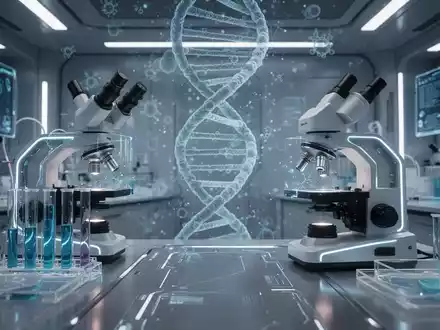 Eine futuristische Laborumgebung mit leuchtenden Biotech-Geräten, die Innovation in der Onkologieforschung darstellt. - Foto: über boerse-global.de