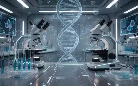 Eine futuristische Laborumgebung mit leuchtenden Biotech-Geräten, die Innovation in der Onkologieforschung darstellt. - Foto: über boerse-global.de