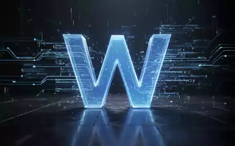 A glowing blue 'W' for Windows, composed of digital lines, on a dark, reflective surface, representing system updates. - Foto: über boerse-global.de