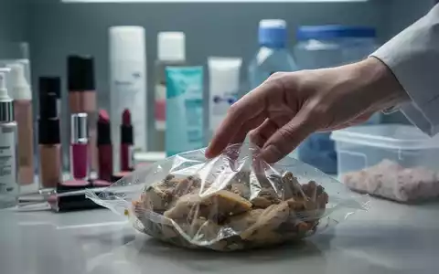Eine Hand greift nach einem in Plastik verpackten Lebensmittel, im Hintergrund unscharf Chemikalien und Alltagsprodukte. - Foto: über boerse-global.de