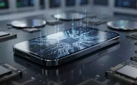 A close-up of a modern smartphone with a glowing screen reflecting abstract tech patterns, surrounded by blurred memory chips. - Foto: über boerse-global.de