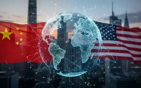 A stylized globe with a neural network pattern, flanked by subtle Chinese and American flags, representing global AI regulation efforts. - Foto: über boerse-global.de
