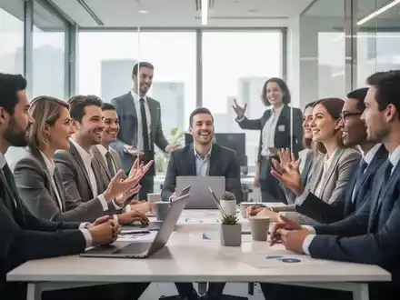 Eine Gruppe von Geschäftsleuten in einem modernen Büro, die sich offen und transparent austauschen, um Vertrauen zu symbolisieren. - Foto: über boerse-global.de