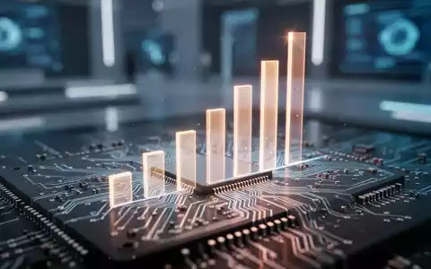 A close-up of a microchip with a glowing, abstract bar graph overlaid, symbolizing rising costs in the tech industry. - Foto: über boerse-global.de