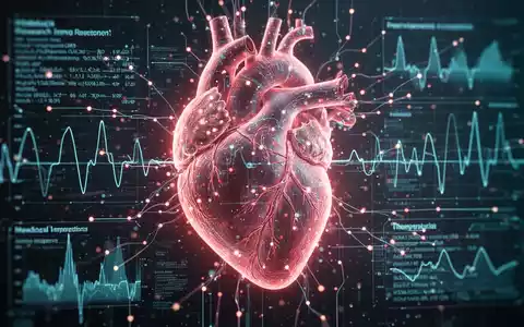 Eine Nahaufnahme einer digitalen Herzgrafik, überlagert mit medizinischen Daten und leuchtenden Linien, die Forschung und Therapie symbolisieren. - Foto: über boerse-global.de