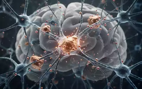 Mikroskopische Ansicht von Neuronen und Synapsen im Gehirn, mit glühenden Kupferpartikeln, die mit Proteinablagerungen interagieren. - Foto: über boerse-global.de