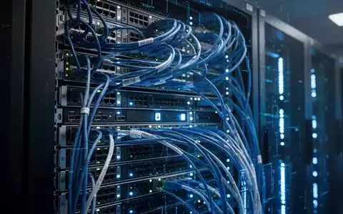 Ein schlankes, modernes Rechenzentrum mit leuchtenden blauen Lichtern, das sichere Regierungstechnologie und Zertifizierung symbolisiert. - Foto: über boerse-global.de