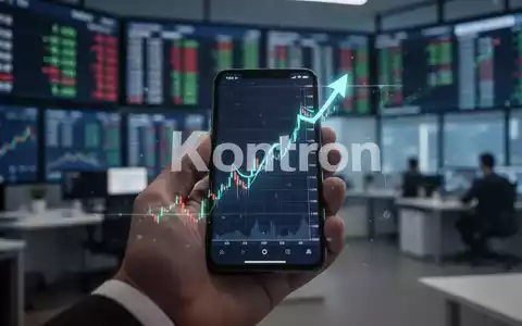 Eine Hand hält ein Smartphone mit einem steigenden Aktienchart, im Hintergrund ein unscharfes modernes Büro. - Foto: über boerse-global.de