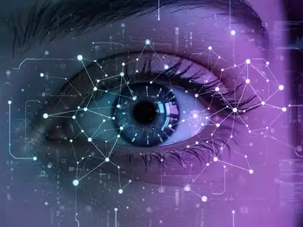 Ein menschliches Auge mit digitalen Überlagerungen, die Eye-Tracking-Daten und kognitive Analyse darstellen. Symbolisiert DeepTech-Finanzierung. - Foto: über boerse-global.de