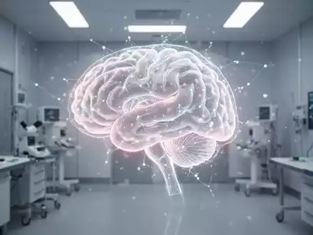 Eine stilisierte Darstellung der Integration von KI und menschlicher Psychotherapie, mit einem Neuronalen Netz über einem Gehirn. - Foto: über boerse-global.de